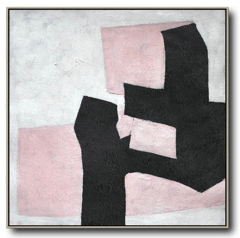 Handmade Extra Large Contemporary Painting,Hand-Painted Oversized Minimal Black And White Painting,Hand Paint Large Art